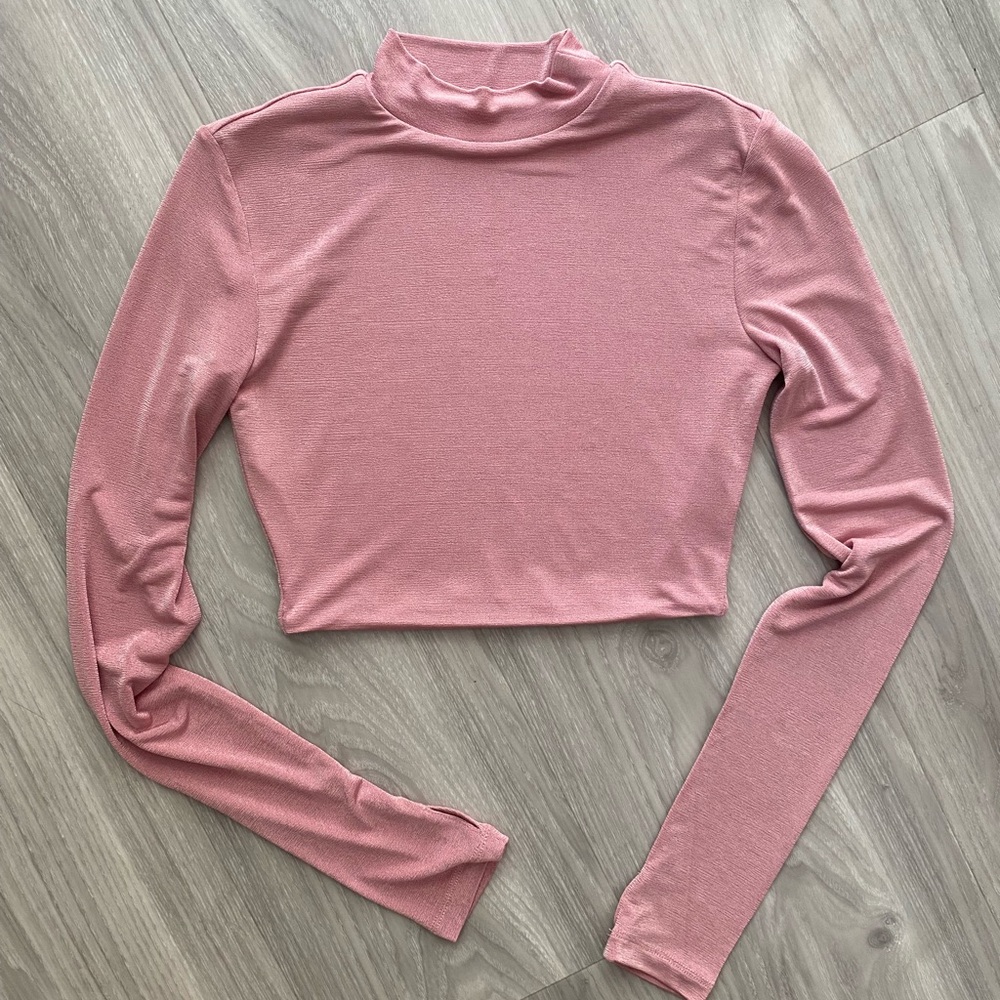 Pink mock neck
